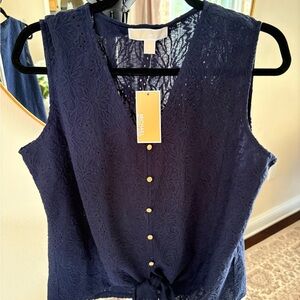 Michael Kors Deep Blue Lace Blouse
